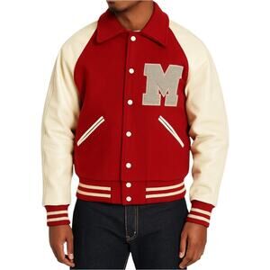 Vintage Howe Letterman Varsity Jacket Wool Letter M Snap Colorblock Red 40 M